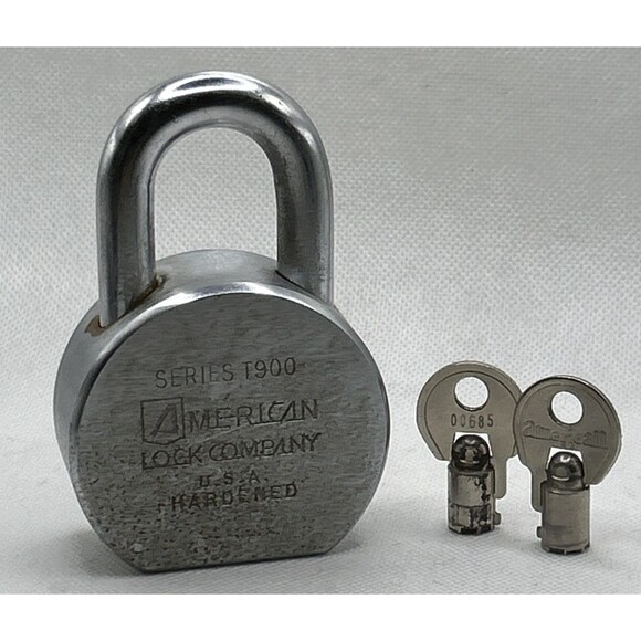 Vintage American T900 Steel Ball Padlock T-900 Hardened Steel 2 Keys Heavy Duty